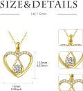 wholesale 14K Gold Cubic Zirconia Open Heart Pendant Necklace for Women 18 Inches Long Chain-0-5