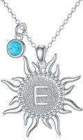 wholesale Sterling Silver Turquoise Sun A Z Alphabet Necklace for Women-0-0
