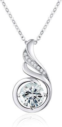 wholesale 925 Sterling Silver Opal CZ Moonstone 12 Month Birthstone Necklace for Women-04-Apr-Lab Created Diamond