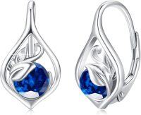 wholesale 925 Sterling Silver S929 Birthstone Leaf Hoop Earrings for Women-September