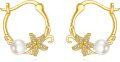 wholesale 14K Gold Pearl Daisy Flower Hoop Earrings for Women-0-0