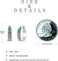 wholesale 925 Sterling Silver Turquoise Feather Huggie Hoop Earrings for Women Native American Style Western  4cm Diameter-0-3