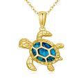 TOUPOP 14K Gold Turquoise Sea Turtle Pendant Necklace-0-0