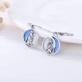 wholesale Wolf Earrings For Women Opal Moon S925 Sterling Silver Dangle Drop Hook Earrings -0-3
