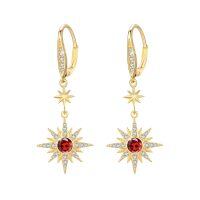 wholesale 925 Sterling Silver Gold-Plated Moonstone & Opal Starburst Leverback Drop Earrings-January (Gold Plated)-January (Gold Plated)