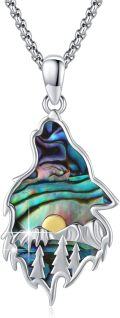 wholesale 925 Sterling Silver Abalone Shell Mountain Charm Necklace for Hikers and Nature Lovers-0-0