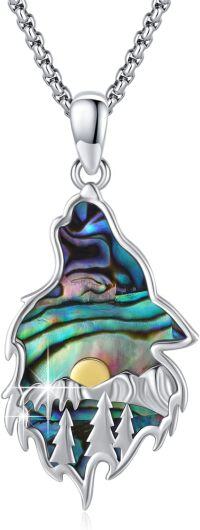 wholesale 925 Sterling Silver Abalone Shell Mountain Charm Necklace for Hikers and Nature Lovers-Modern