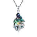 wholesale 925 Sterling Silver Abalone Shell Mountain Charm Necklace for Hikers and Nature Lovers-0-0