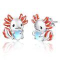 wholesale 925 Sterling Silver Moonstone Heart Axolotl Stud Earrings for Women Gift-0-0