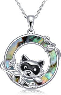 wholesale 925 Sterling Silver Raccoon Abalone Shell Pendant Necklace for Women-Raccoon