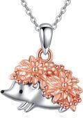 wholesale 925 Sterling Silver Floral Hedgehog Pendant Necklace for Women's Gifts-0-0