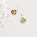 wholesale 925 Sterling Silver Heart Dangle Earrings Wholesale Yellow Cubic Zirconia-0-2