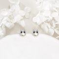 wholesale 925 Sterling Silver Owl Stud Earrings with Black Eyes and Gold Beak-0-3