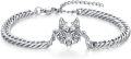 wholesale 925 Sterling Silver Wolf Head Pendant Bracelet for Men Bold Viking Biker -0-0