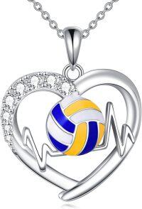 wholesale 925 Sterling Silver Volleyball Heartbeat Pendant Necklace  for Women-Volleyball Necklace