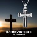 wholesale 925 Sterling Silver Cross Pendant With Nail Details On Chain Necklace-0-8