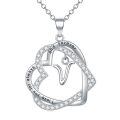 TOUPOP 925 Sterling Silver Heart Initial Double Heart Pendant Necklace Birthday Christmas Gifts For Women-0-0