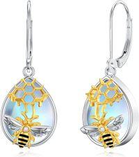 wholesale 925 Sterling Silver Honeycomb Bee Drop Earrings-Bee