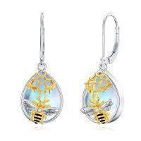 wholesale 925 Sterling Silver Honeycomb Bee Drop Earrings-Bee