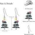 wholesale 925 Sterling Silver Christmas Tree Dangle Earrings with Stars and Bows-0-21
