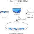 wholesale 925 Sterling Silver Blue Enamel Wave Design Adjustable Celtic Moon Bracelet - Irish  for Women-0-2