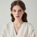 wholesale 925 Sterling Silver Turquoise and White Opal Celtic Cross Pendant Necklace for Women-0-25