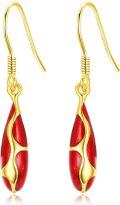 wholesale 925 Sterling Silver Red Enamel Drop Dangle Hook Earrings for Women Girls-0-0