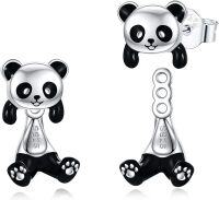 wholesale 925 Sterling Silver Panda Bear Stud Earrings for Women - Cute Animal -Panda Stud Earrings