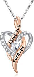 wholesale TOUPOP Mothers Day Gifts For Women Sterling Silver Forever Love Heart Pendant Necklace Jewelry Birthday Anniversary Valentiens Day Christmas Gifts For Her Wife Girlfriend Mom -0-0
