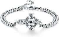 wholesale 925 Sterling Silver Celtic Knot Cross & Vegvisir Wolf Viking Ashes Bracelet for Men's Gifts-Celtic Cross