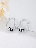 TOUPOP Sterling Silver Animal Heart Hoop Earrings Panda Bunny Fox Black Cat Corgi-0-1