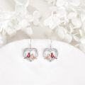 wholesale 925 Sterling Silver Teardrop Red Cardinal Bird Drop Earrings for Women Girls  4cm Long-0-21