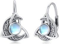 wholesale 925 Sterling Silver Celtic Moonstone Triquetra Stud Earrings - Vintage Irish  for Her-I-Celtic Moonstone Hoop Earrings