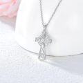 wholesale Gold 925 Sterling Silver Natural Cubic Zirconia Celtic Cross Irish Knot Pendant Necklace-0-14
