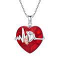 TOUPOP 925 Silver Ruby Baby Foot Necklace Valentine's Gift For Her-0-0