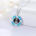 wholesale 925 Sterling Silver Penguin Heart Blue Opal Snowflake Pendant Necklace  for Women-0-2