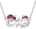 wholesale 925 Sterling Silver Infinity Love Heart Ladybug and Mushroom Charm Pendant Necklaces for Women s-0-0