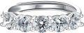 wholesale S925 Sterling Silver Moissanite 5-Stone Round Cut Eternity Band, 1.5ct D-VVS1, 18K White Gold Plated, Adjustable Ring, Size 6-8-0-1