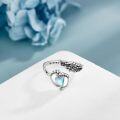 wholesale 925 Sterling Silver Moonstone Footprint & Angel Wings Adjustable Thumb Ring Memory Jewelry-0-4