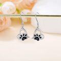 wholesale 925 Sterling Silver Black Enamel Cat/Dog Paw Stud Earrings - Unique Animal Footprint  for Her-0-1