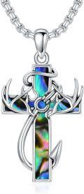 wholesale Sterling Silver Deer Antler Cross Necklace for Men Hunting Jewelry Gift-0-6