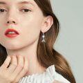 wholesale 925 Sterling Silver Blue Moonstone Mermaid Tail Leverback Drop Earrings-0-1