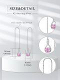 wholesale 925 Sterling Silver Birthstone Threader Earrings Infinity Long Chain Drop Pull Through 12 Stone Birthday Jewelry Gifts for Women-0-1