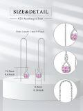 wholesale 925 Sterling Silver Birthstone Threader Earrings Infinity Long Chain Drop Pull Through 12 Stone Birthday Jewelry Gifts for Women-0-2