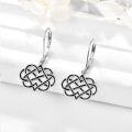 wholesale 925 Sterling Silver Celtic Knot Leverback Drop Earrings for Women - Black Enamel Accent Huggie Hoop  Set 3cm Long Lightweight Minimalist Fashion Accessories-0-4