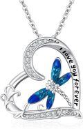 wholesale 925 Sterling Silver Blue Moonstone Dragonfly Pendant Necklaces for Women 925 s-0-0