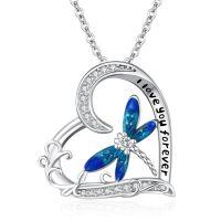 wholesale 925 Sterling Silver Blue Dragonfly Heart Necklace With Engraved Love Message

this Elegant Piece Features A Beautifully Crafted Blue Dragonfly Sets Wholesale Within A Heart-shaped Frame Adorned With Sparkling Crystals The Intricate Design Includes A Detailed Dragonfly With Vibrant Blue Wings And A Central Crystal, All Encased In A Polished Silver Setting The Phrase "i Love You Forever" Is Elegantly Inscribed Along The Side Of The Heart, Adding A Personal Touch Suspended From A Delicate Chain, This Necklace Is Perfect For Those Who Appreciate Fine Craftsmanship And Meaningful Jewelry-Dragonfly-Heart