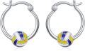 wholesale 925 Sterling Silver Enamel Volleyball Hoop Earrings - Sports  for Women-0-0