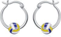 wholesale 925 Sterling Silver Enamel Volleyball Hoop Earrings - Sports  for Women-Volleyball