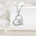 wholesale 925 Sterling Silver I Love You Forever Monkey Heart Pendant Necklace for Women Girls Gifts-0-1